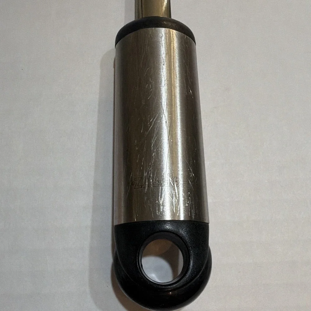 Vintage Hoffritz Stainless Steel Slotted Spatula Hanging Hole Silver Black